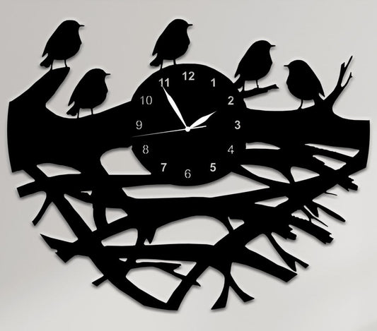 Cut Birds & Nest Wall Clock My Store