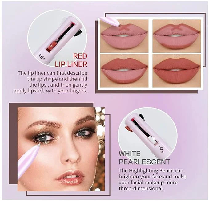 4-in-1 Make-Up Stift | Multifunctional Eyeliner & Eyebrow Pencil | Portable Makeup Pen