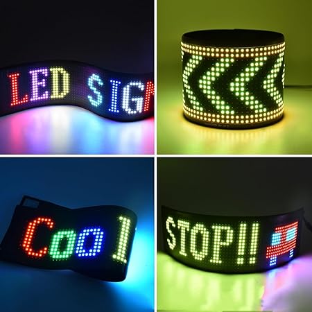 LED Car Sign 92*374mmFlexible LED Matrix Panel 5V USB RGB Digital Sign Bluetooth APP Control