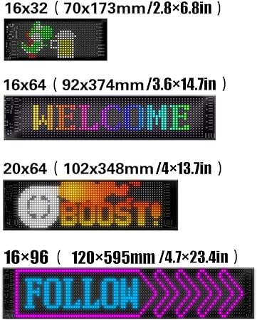 LED Car Sign 92*374mmFlexible LED Matrix Panel 5V USB RGB Digital Sign Bluetooth APP Control