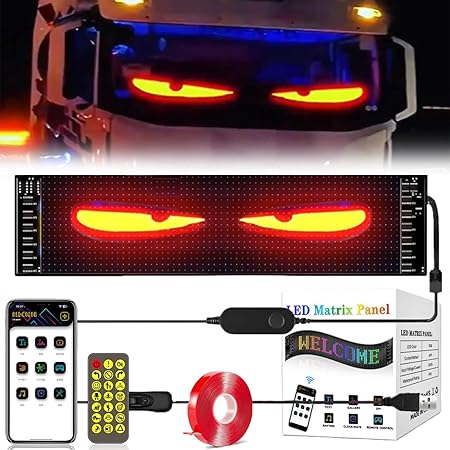 LED Car Sign 92*374mmFlexible LED Matrix Panel 5V USB RGB Digital Sign Bluetooth APP Control